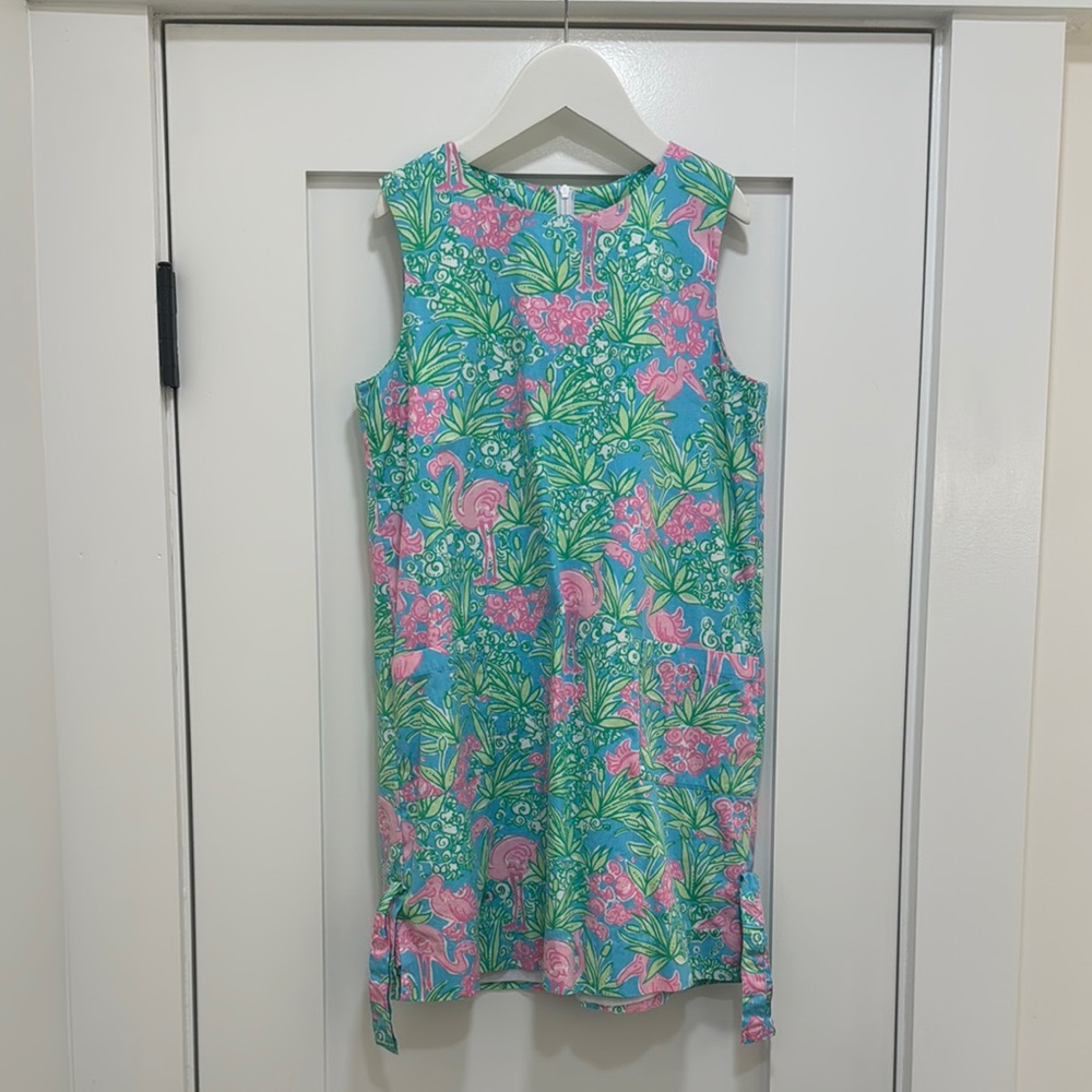 Lilly Pulizter Size 8 Dress.  Floral Sleeveless Kids Dress - Pink and Green